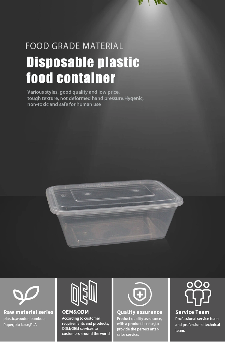 Disposable Plastic Food Container PP Microwave 1500ml Box with Lid