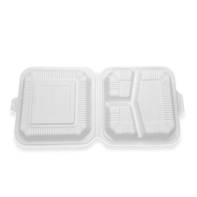 High Quality Disposable Biodegradable Hot Water Cornstarch 3 Compartment Gift Packing Box