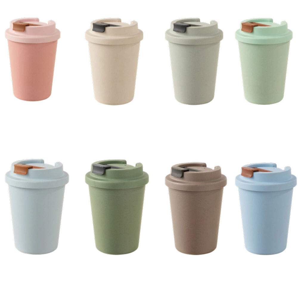 Eco Friendly Nature Material Reusable 350ml 12oz PLA Tea Coffee Mug Travel Mug Take Away Melamine Free Without Design Solid Color for Home and Office