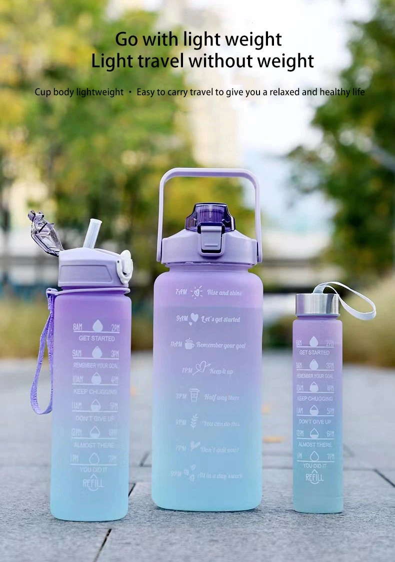 BPA Free Water Jug Plastic Gallon Water Bottle with Time Marker Straw