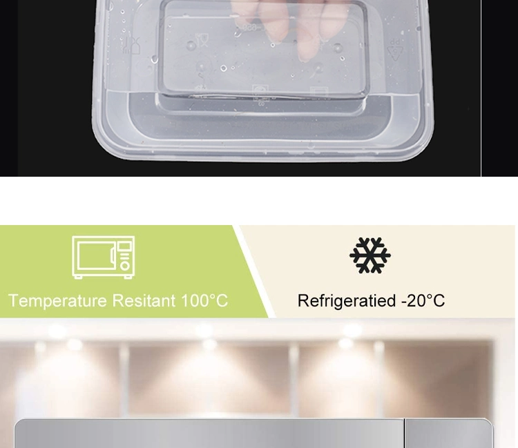 Disposable Plastic Food Container PP Microwave 1500ml Box with Lid