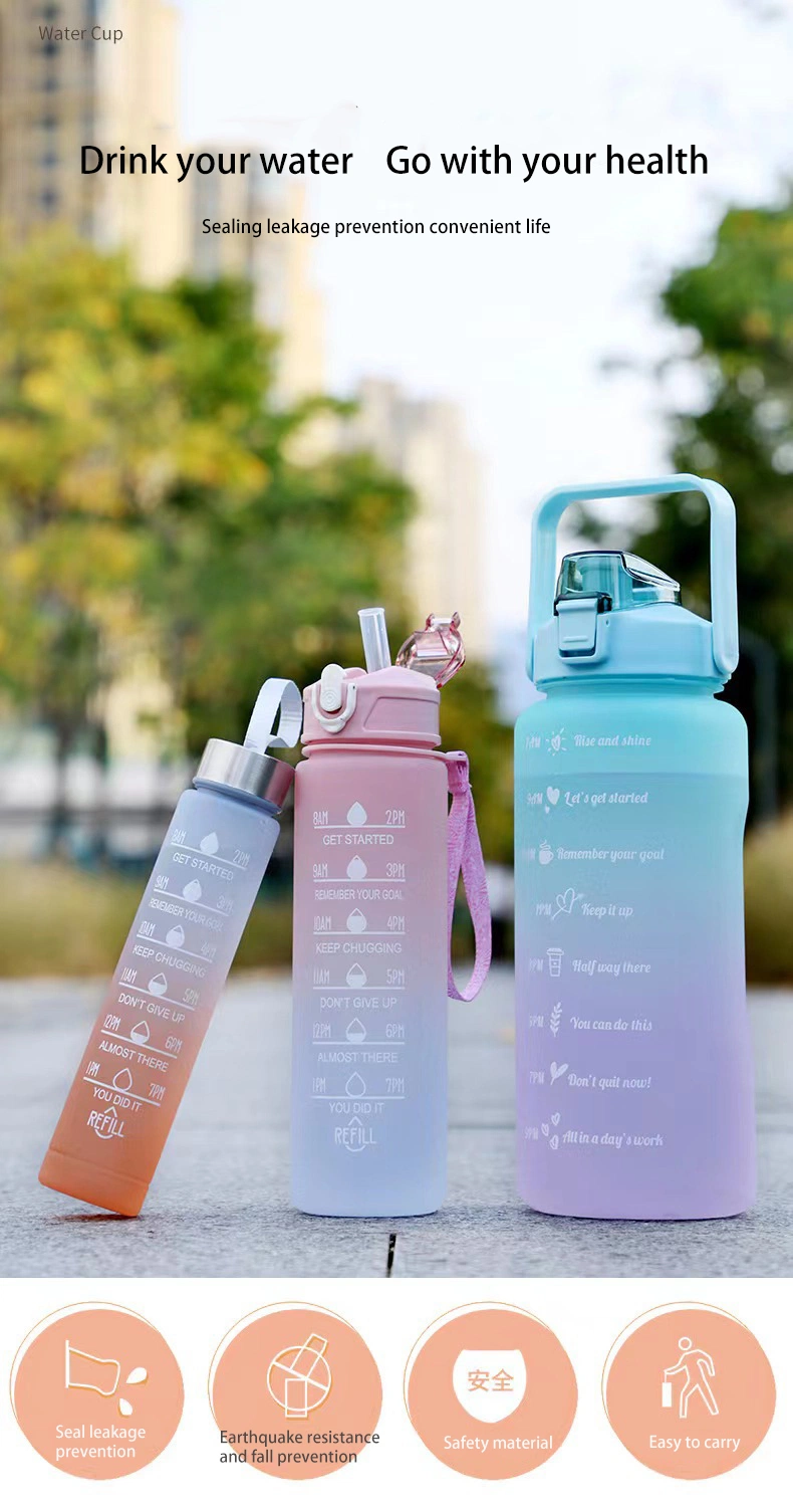 BPA Free Water Jug Plastic Gallon Water Bottle with Time Marker Straw
