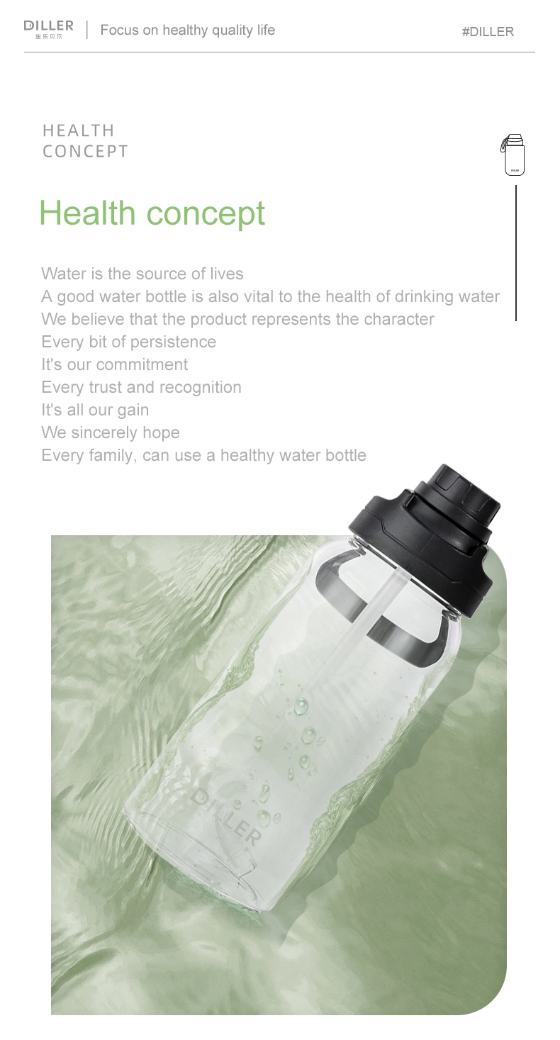 Wholesale Sports High Borosilicate Glass Large Capacity Straw Water Bottle