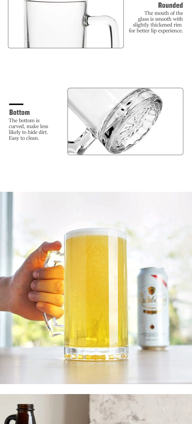 Clear Cup Glass 11oz Frosted Sublimation Glass Beer Mug with Handle