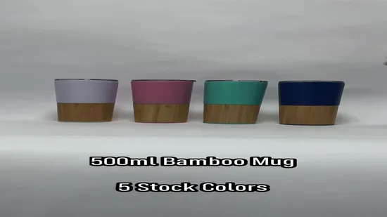 550ml Natural New Reusable Healthy Stainless Steel Bamboo Coffee Mug with Bamboo Handle 