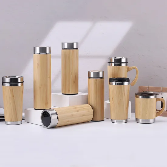 12oz Personalised Stainless Steel Coffee Travel Mug Tumbler with Bamboo 