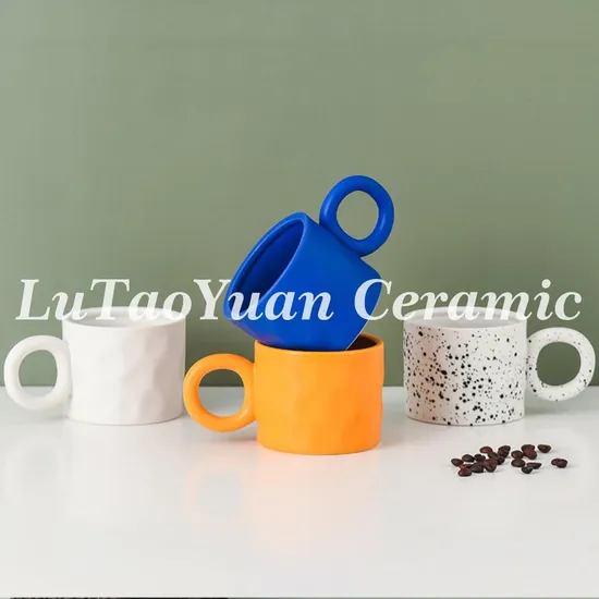 Porcelain Colorful Ceramic Mug with Round Handle Dinnerware Pure Glazed Cup Teaset Kitchen Utensils Decoration with Customized Color Pattern Logo and Design 