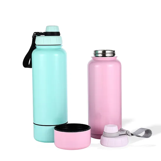 Everich Plus&Locking Lid Water Bottle with Black Horse Pattern Outdoor Sport Drinking Vacuum Flask 