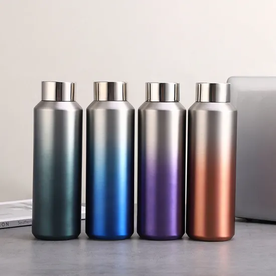 Custom Printed Gradient Double Walled Stainless Steel Vacuum Flask Insulated Water Bottle 