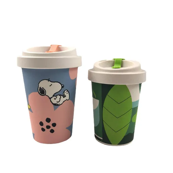 Eco Friendly Unbreakable Bamboo Fiber Coffee Tumbler Reusable Coffee Cup Travel Mug with Leak