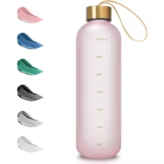 Time Marker BPA Free Wholesale 1000 Ml Cute Korean Transparent Plastic Water Bottle with Logo 