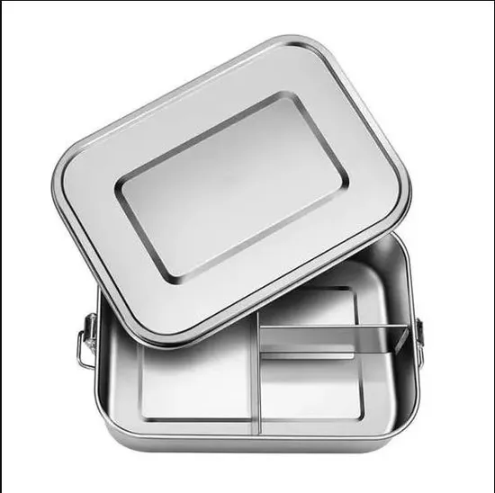 316 Stainless Steel Square Food Container Portable Lunch Box Kids School Outdoor Picnic Camping 
