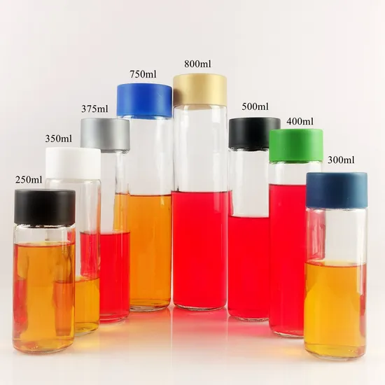 Customized Cylinder Water Bottle Beverage Glass Bottle with Lid 500ml 1000ml 75cl 