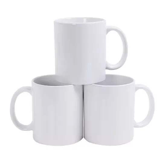 Sublimation Mugs 11 Oz White Ceramic Photo Cups Blank Bulk Coffee Mugs for Crafts and Printing 