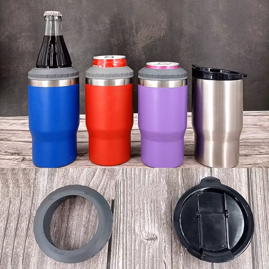 4 in 1 Double Wall Stainless Steel Vacuum Insulated Tumbler Can Cooler