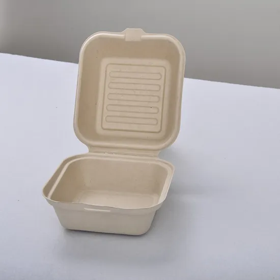 Sugarcane Pulp Disposable Hamburger Box Packing Box Takeout Box Can Be Compostable 
